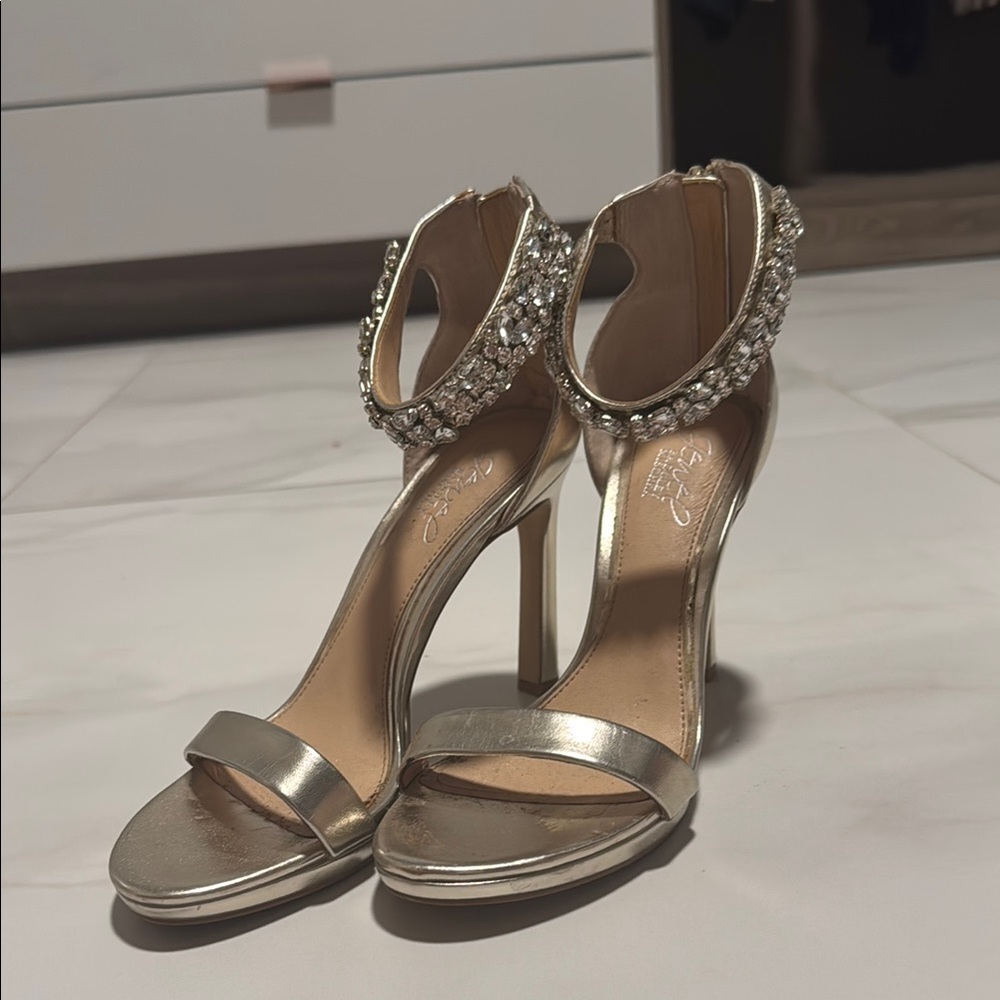 Badgley Mischka Sierra Crystal Ankle Strap Heels Wedding Shoes